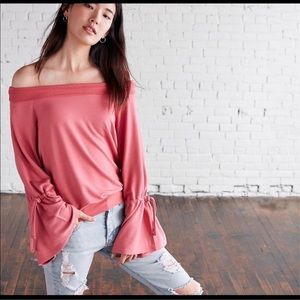 Express Off The Shoulder Bell Sleeve Sweatshirt XS